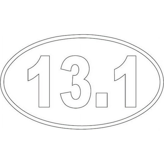 Matte White Decaltor 13.1 Half Marathon Black Oval Car Decal Heavy Duty Waterproof 3'' X 5''