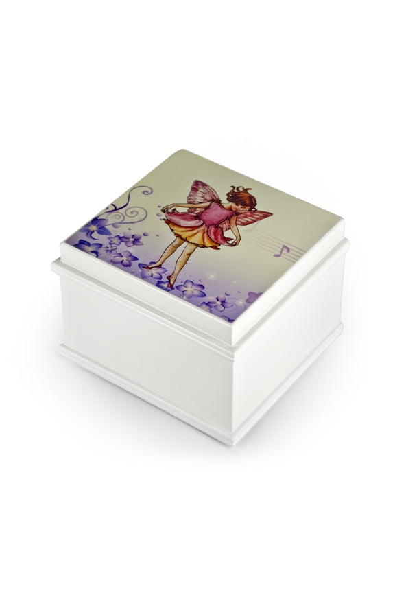 Matte White Enchanted Fairy 18 Note Ballerina Musical Jewelry Box - Many Song Choices - Ballerina Girl (Lionel Richie)