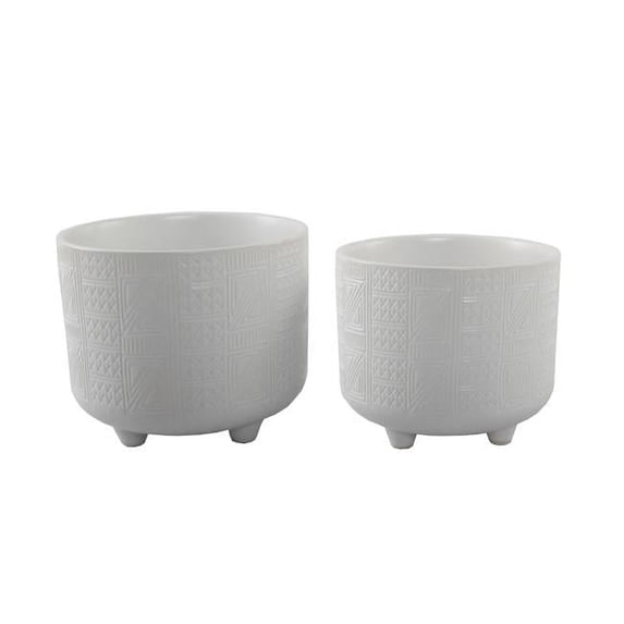 Matte White Hiero Footed Planter - Set of 2