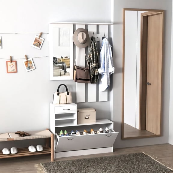 Matte White Melamine Combination Cabinet with Drawers / Large Storage in Primary Living Space