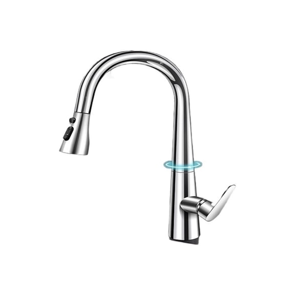 Matte White Pull Out Kitchen Faucet, 360 Rotation Brass Stream Sprayer Head Hot Cold Washing Sink Mixer Tap Deck Mounted Crane