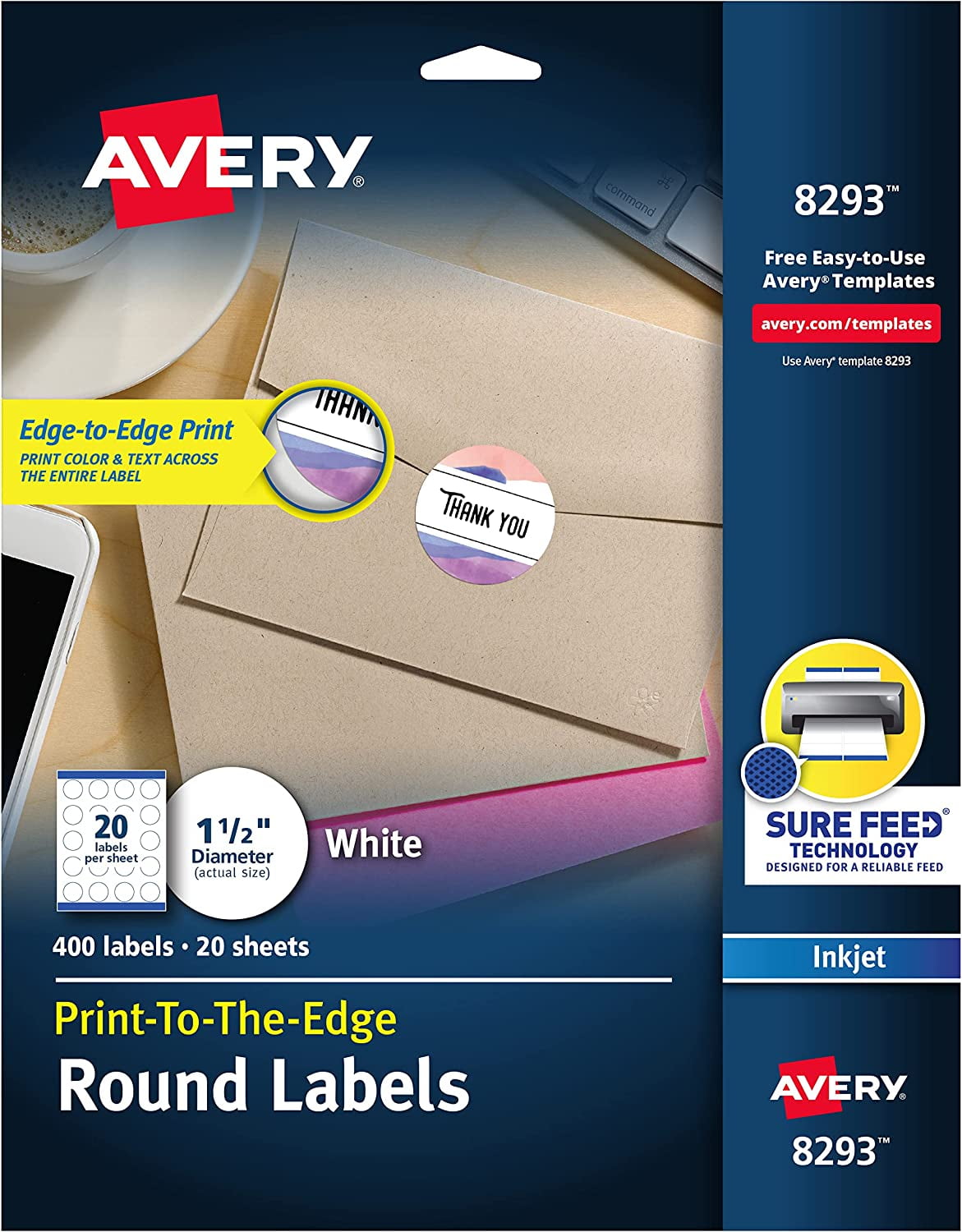 Matte White Round Labels, Sure Feed Technology, Permanent Adhesive, 1-1 ...