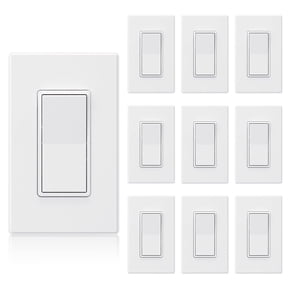 Matte White Single Pole Decorator Light Switch 15Amp, 120-277V, Paddle Rocker Replacement, On/Off Wall Switch,10 Pack