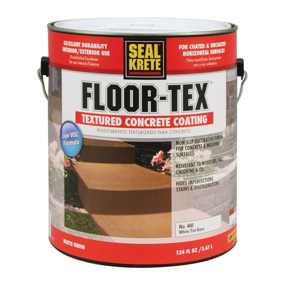 Matte White Tint Base, Seal-Krete Floor-Tex Non-Slip Textured Concrete Coating, 1 Gal, 4 Pack