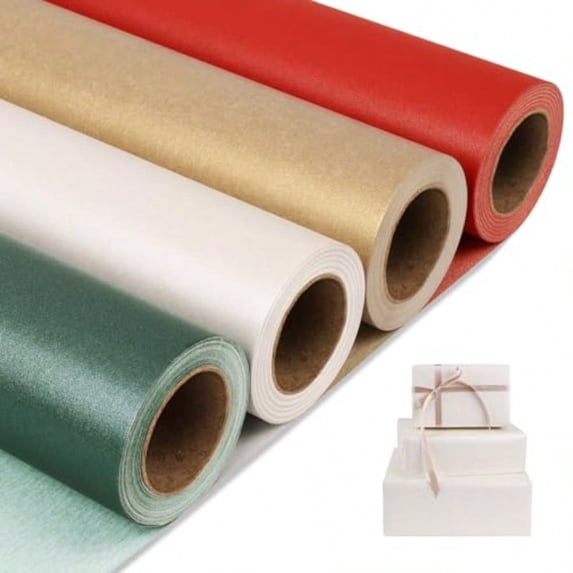 Matte Wrapping PaperSolid Color Pearly-Lustre Paper-4 Roll 17 Inches X 32.8 Feet Per roll.Gift Wrapping Paper Perfect for Wedding Valentine's Day Birthday Halloween Christmas Shower