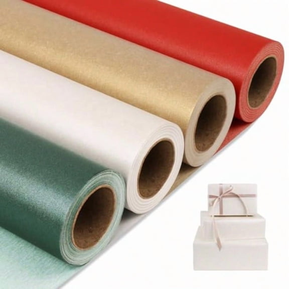 Matte Wrapping PaperSolid Color Pearly-Lustre Paper-4 Roll 17 Inches X 32.8 Feet Per roll.Gift Wrapping Paper Perfect for Wedding Valentine's Day Birthday Halloween Christmas  Shower
