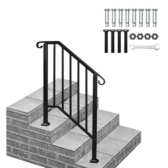 Matte black 2-step courtyard staircase handrail (same as 82359152)