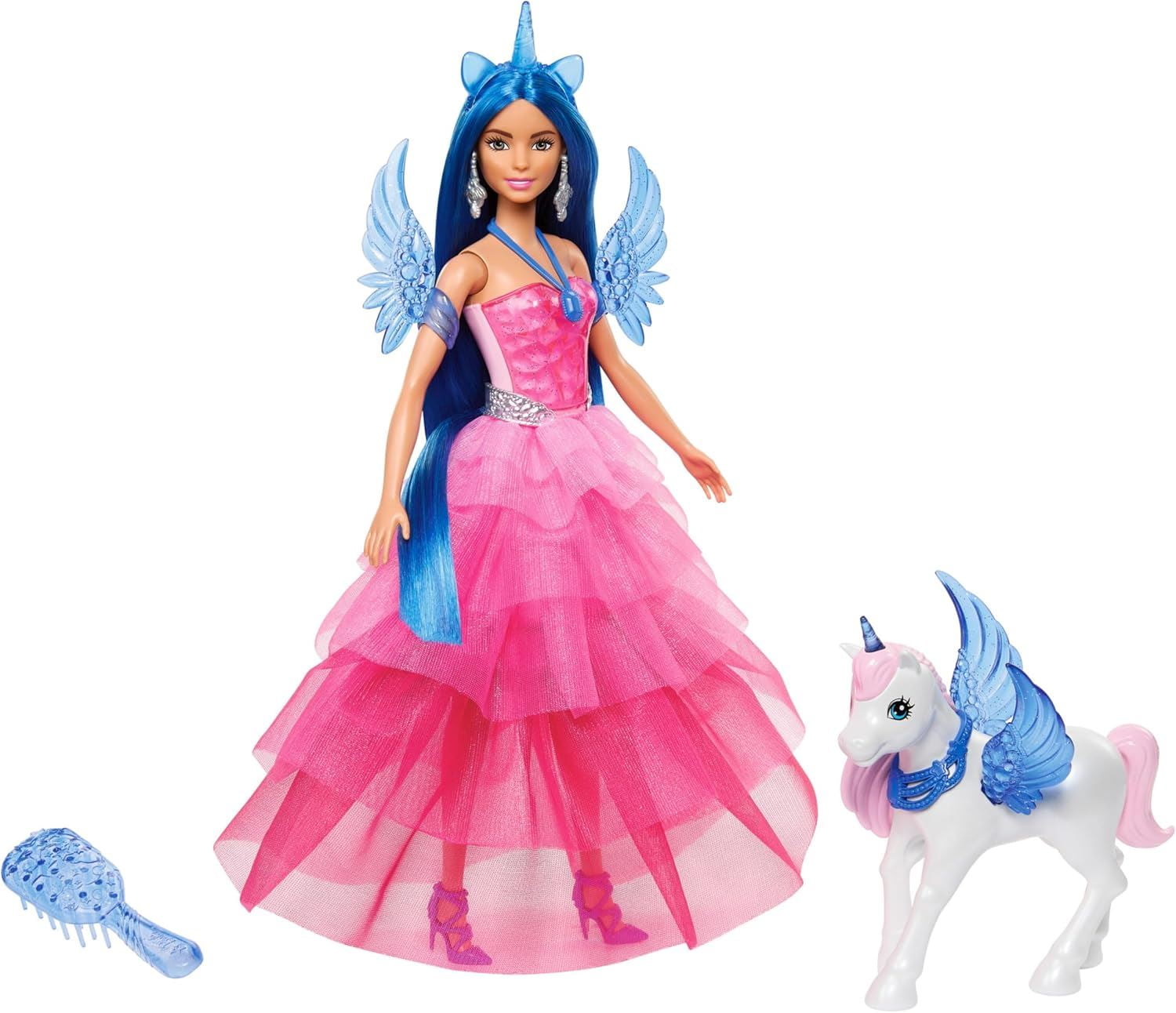 Mattel Barbie 65 Barbie Doll with Alicorn, Blue/Pink