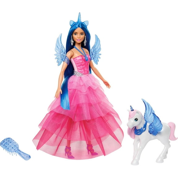 Mattel Barbie 65 Barbie Doll with Alicorn, Blue/Pink