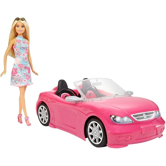 Mattel Barbie Convertible Car With Barbie Doll In Summer Dress FPR57