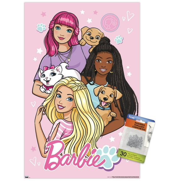 Mattel Barbie - Cute Wall Poster with Push Pins, 14.725" x 22.375"