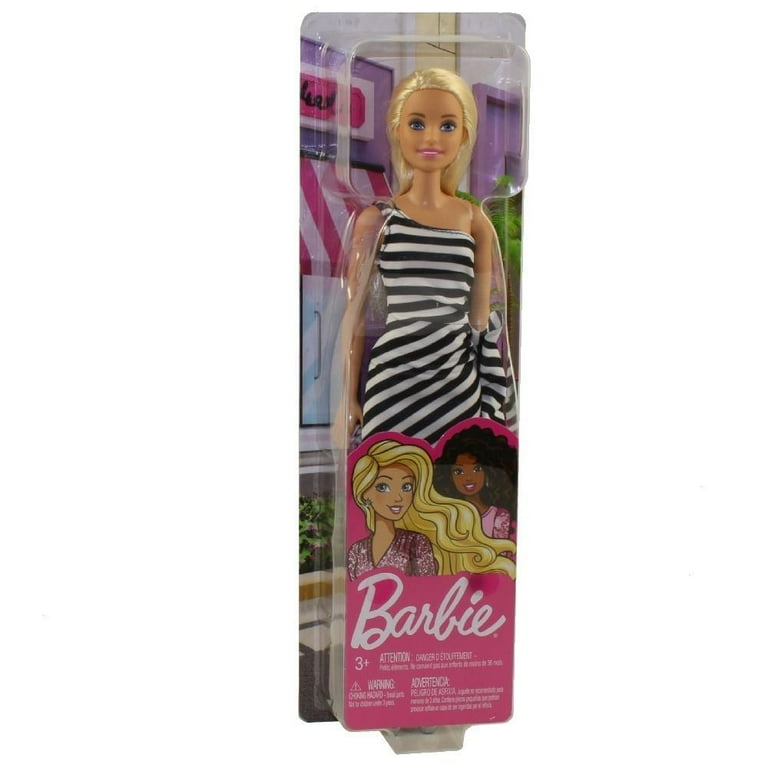 Mattel Barbie Glitz Doll, Striped Dress (Black & White), FXL68 Mattel Barbie Glitz Doll, Striped Dress (Black & White), FXL68