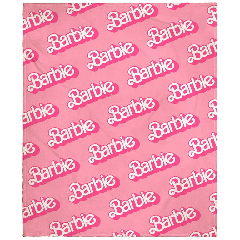 Mattel Barbie Logo On Repeat Soft Cuddly Plush Fleece Throw Blanket Wall  Scroll 