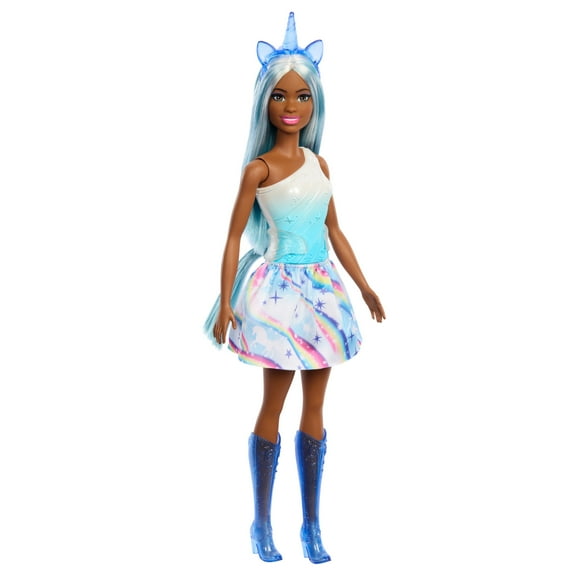 Barbie Unicorn Doll with Blue Hair, Ombre Outfit and Unicorn Accessories