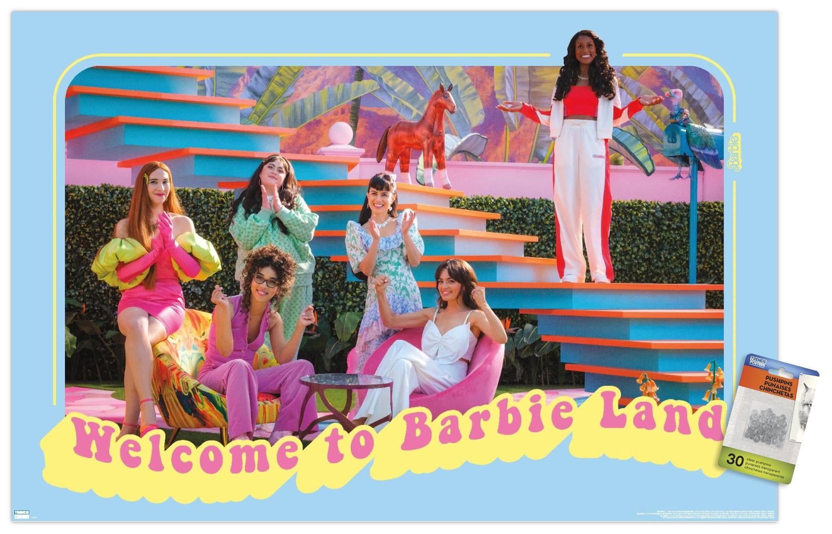 Mattel Barbie: The Movie - Welcome To Barbie Land Wall Poster with Pushpins, 22.375" x 34"