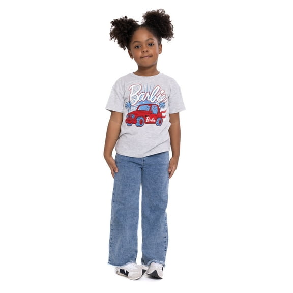 Mattel Barbie Toddler Girls Short Sleeve Americana Crewneck T-Shirt, Sizes 12M-5T