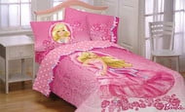 Mattel Barbie Twin Bed Comforter Walking on Roses Bedding