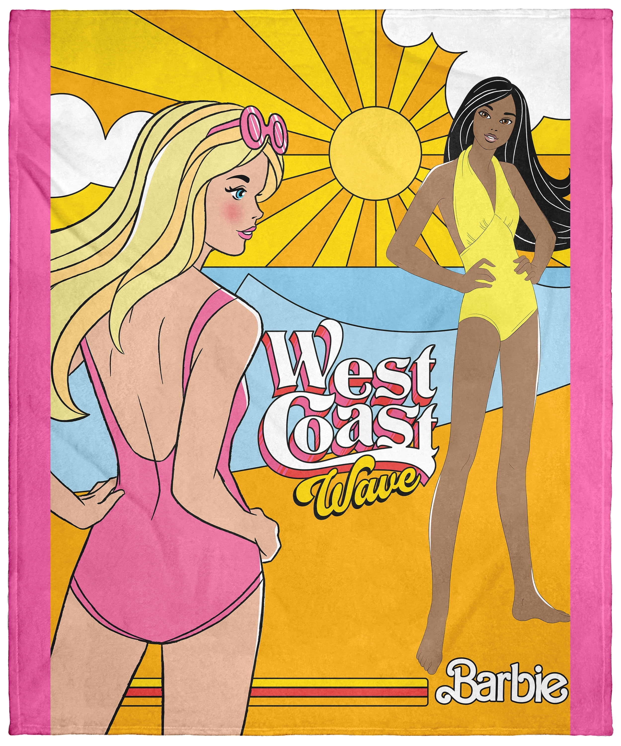 Mattel Barbie West Coast Wave Beach Nikki Plush Soft Throw Blanket