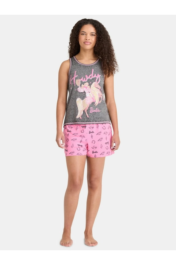 Mattel Barbie Womens Tank Shorty Pajama Set, 2-Piece, Sizes XS-3X