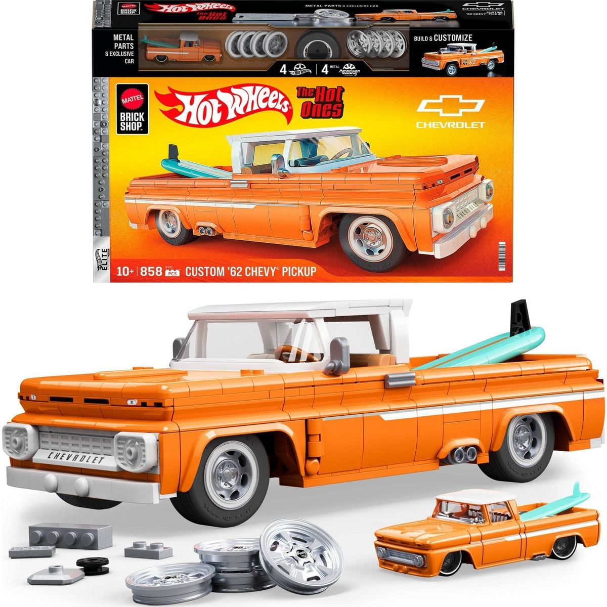 Mattel Brick Shop Hot Wheels Custom 62 Chevy Pickup Building Toy