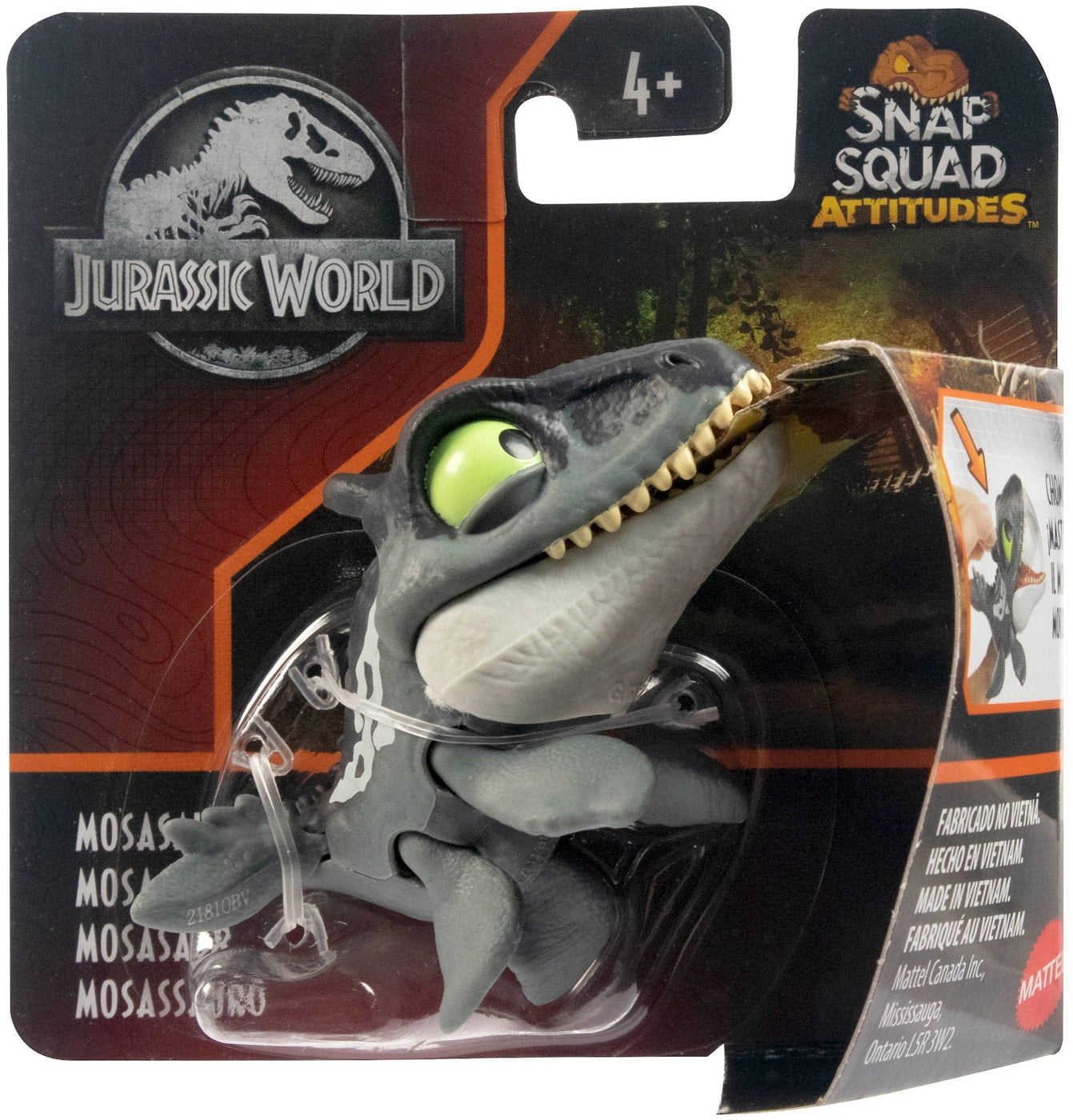 Jurassic World Snap Squad Attitudes Collectible Dinosaur with Snap On Feature