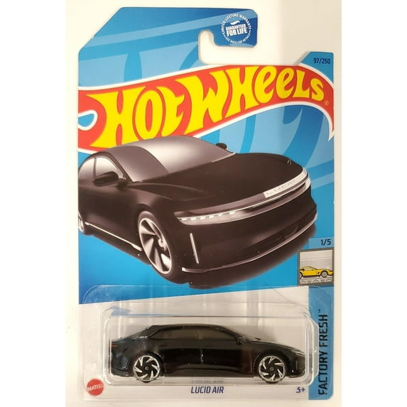 Mattel Collectible Hot Wheels Lucid Air 97/250 Factory Fresh 1/5 Play Vehicles, Black, 1.6 oz