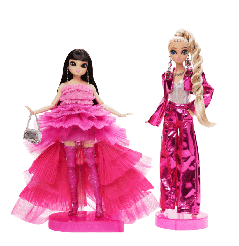 Mattel Creations Barbie x noonoouri Dolls 2-Pack – Limited Edition Fashion Collector Set Featuring Iconic Barbie and Digital Influencer noonoouri – Premium Outfits, Poseable Bodies