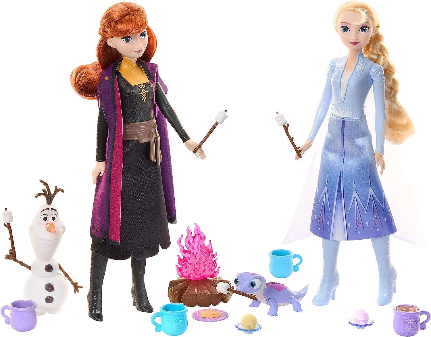 Mattel Disney Princess Frozen Forest Adventures Doll Playset, 4 Figures, 12 Accessories