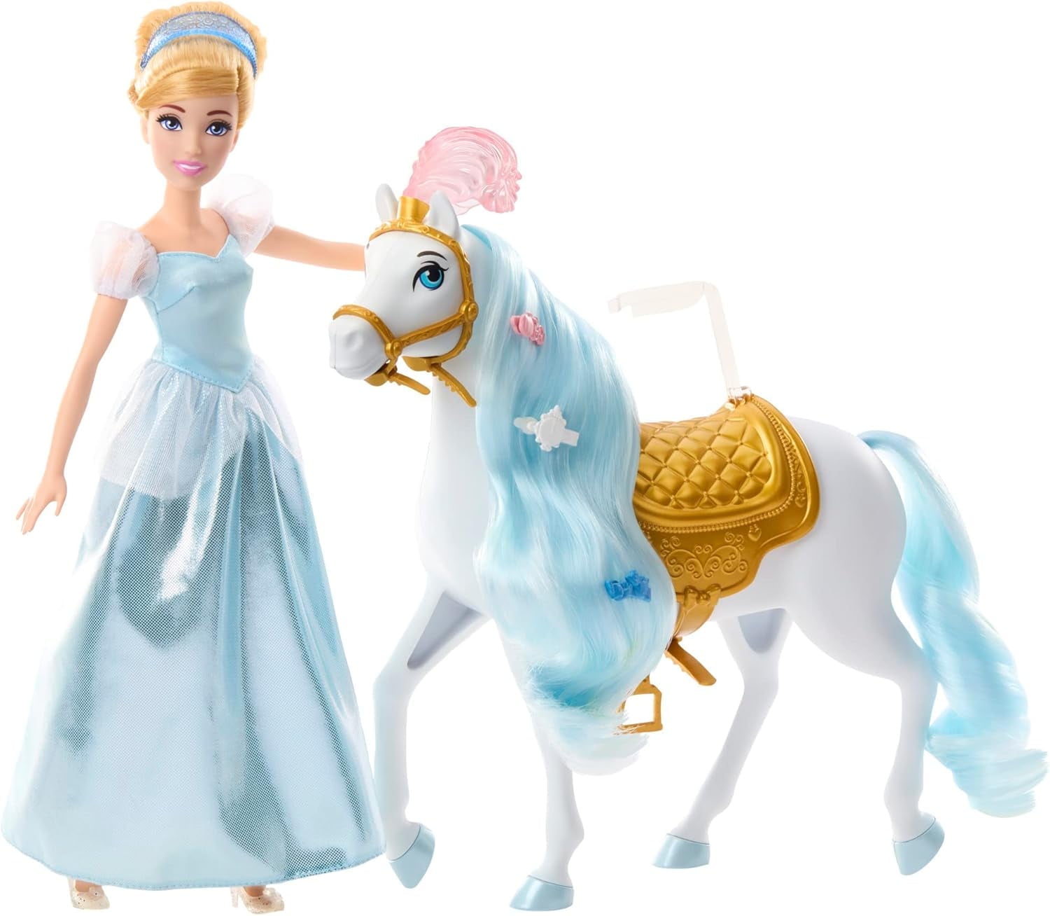 Mattel Disney Princess Toys, Cinderella Doll with Horse and Styling Accessories, Inspired by the Disney Movie, HPF95
