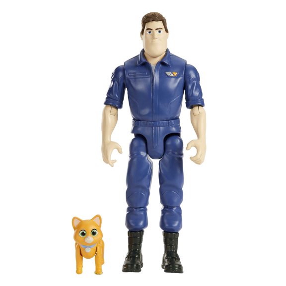 Mattel Disney and Pixar Lightyear Jumpsuit Buzz Lightyear Action Figure, 12 Points of Articulation & Robot Cat Sox, 5-in Scale
