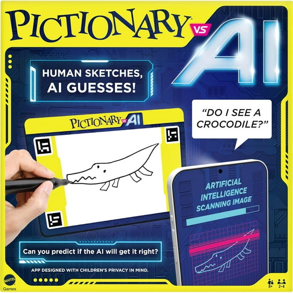 Mattel Games Pictionary Vs. AI Family Game for Kids and Adults and Game Night Using Artificial Intelligence for 2 4 Players