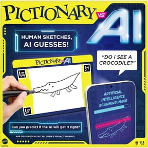 Mattel Games Pictionary Vs MMF7AI Family Game for Kids and Adults and Game Night Using Artificial Intelligence for 2 - 4 Players