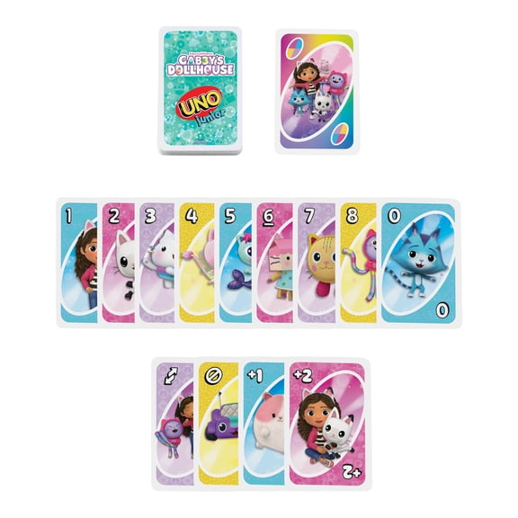 UNO Junior Gabbys Dollhouse Card Game for Kids, Parents & Family Nights