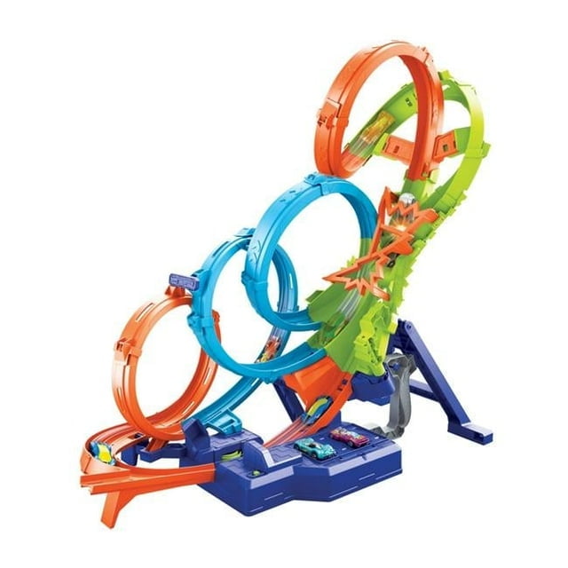 Mattel HXT06 Hot Wheels 4-Loop Crash-Out Track Set SIOC