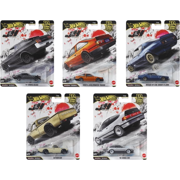 Mattel - Hot Wheels 1:64 Premium 10-Piece Car Culture Japan Historics 5 P Assortment