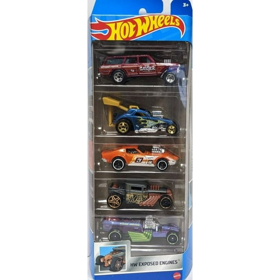 Mattel Hot Wheels Exposed Engine Cars, 5 Pieces
