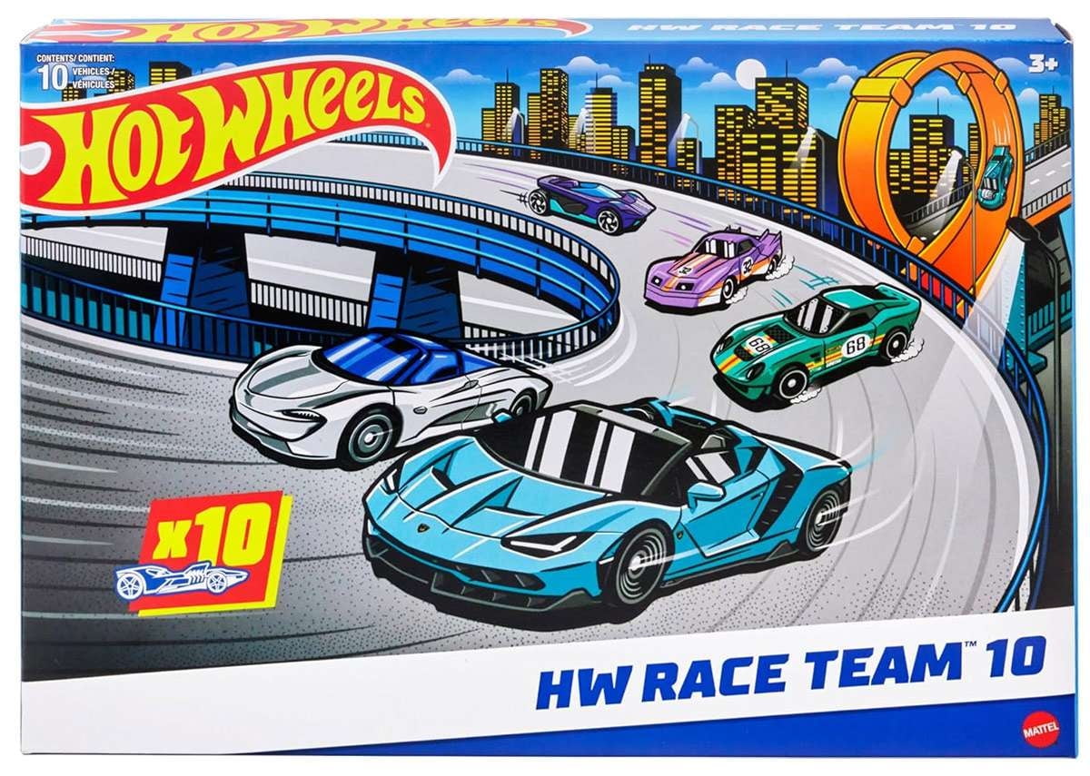 Mattel Hot Wheels HW Race Team Diecast Play Vehicle, 10 Count