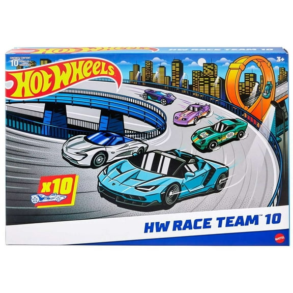 Mattel Hot Wheels HW Race Team Diecast Play Vehicle, 10 Count