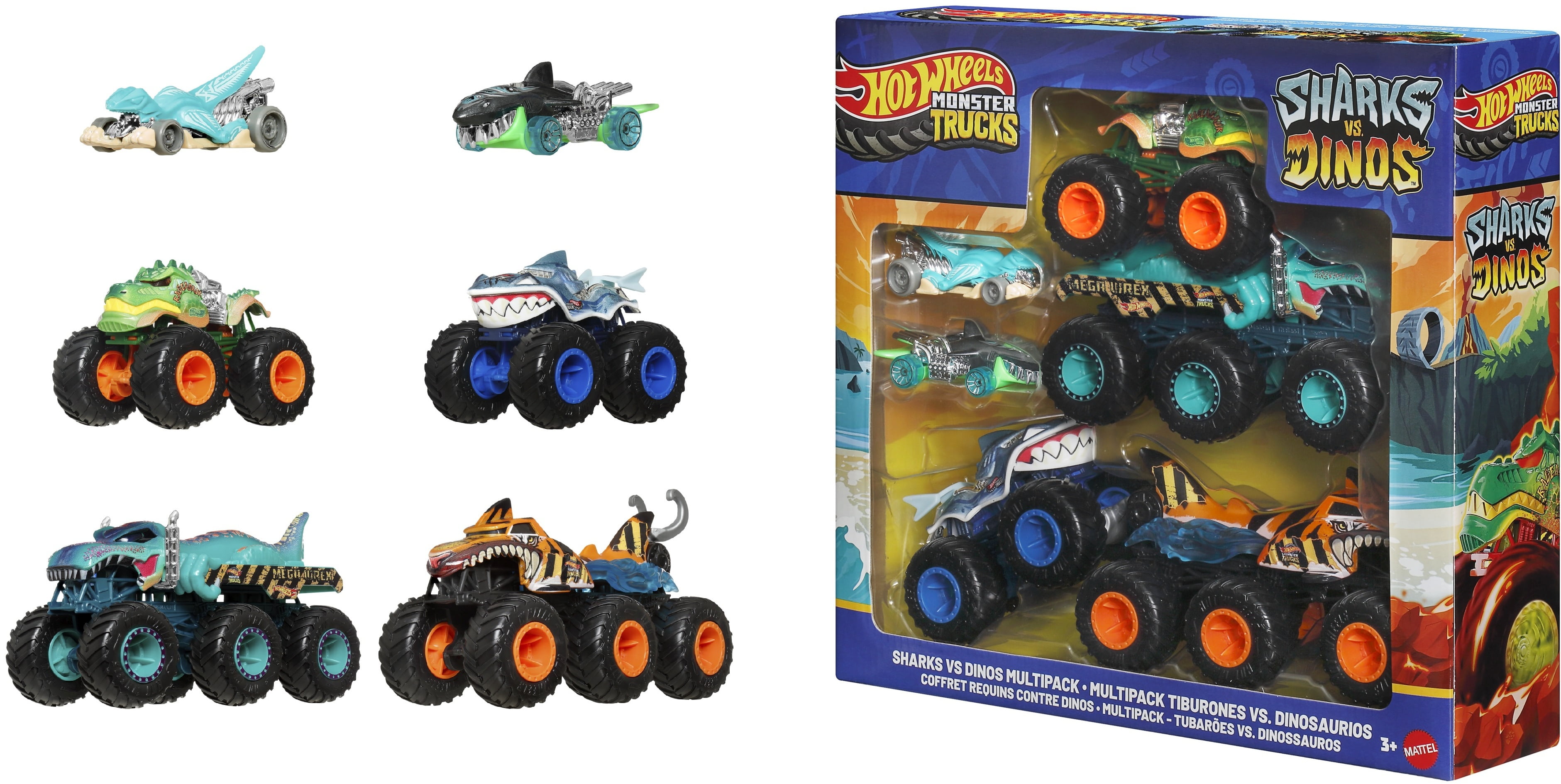 Hot Wheels Monster Trucks: Sharks vs. Dinos Multipack