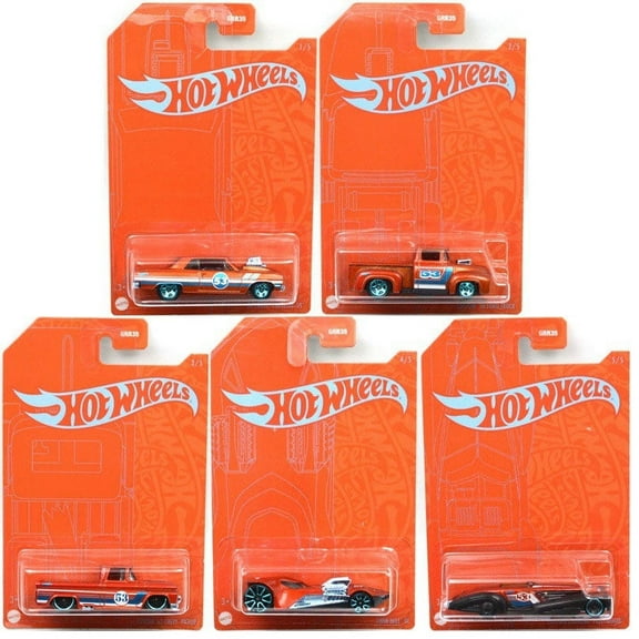 Hot Wheels Orange and Blue Series, Vehicle Playset, Blue, 5 pieces, Multipack