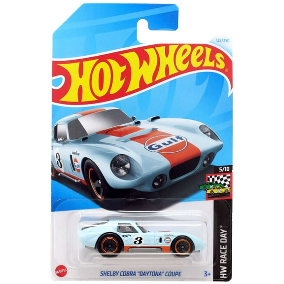 Mattel Hot Wheels Race Day Shelby Cobra Daytona Coupe Diecast Car Play Vehicle, 3+ Yrs