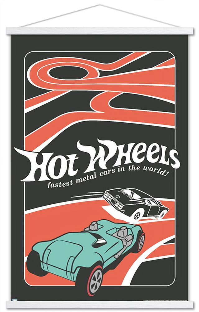 Mattel Hot Wheels - Red Minimalist Wall Poster with Magnetic Frame