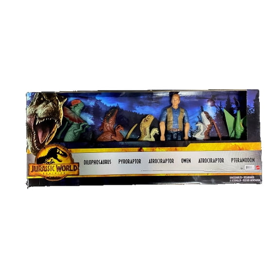 Mattel Jurassic World 6-Pack Basic 12-Inch Figure & Dinosaurs