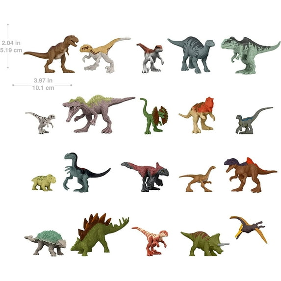 Mattel Jurassic World Dominion Tyrannosaurus Rex Velociraptor Triceratops Action Figure, (20 Pack)