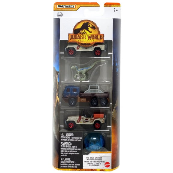 Mattel Jurassic World Matchbox Die Cast Cars 5 Count