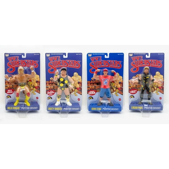 Mattel LJN WWE Superstars Collector Set (4 Pack) Hulk Hogan, Dusty Rhodes, John Cena & Logan Pau