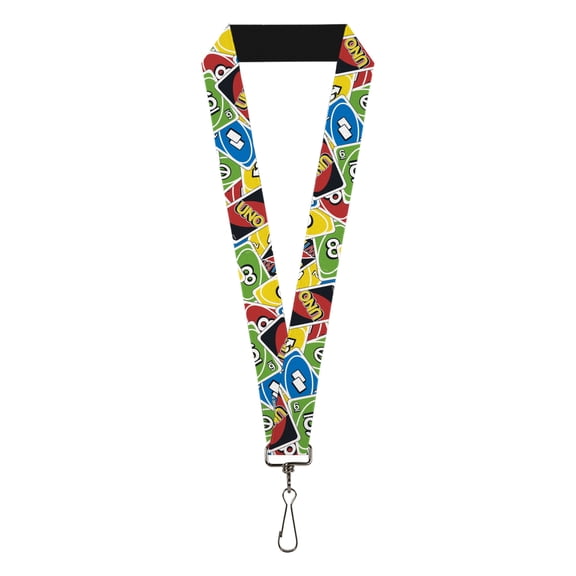 Mattel Lanyard, Uno Cards Stacked Collage Multi Color, Elastic