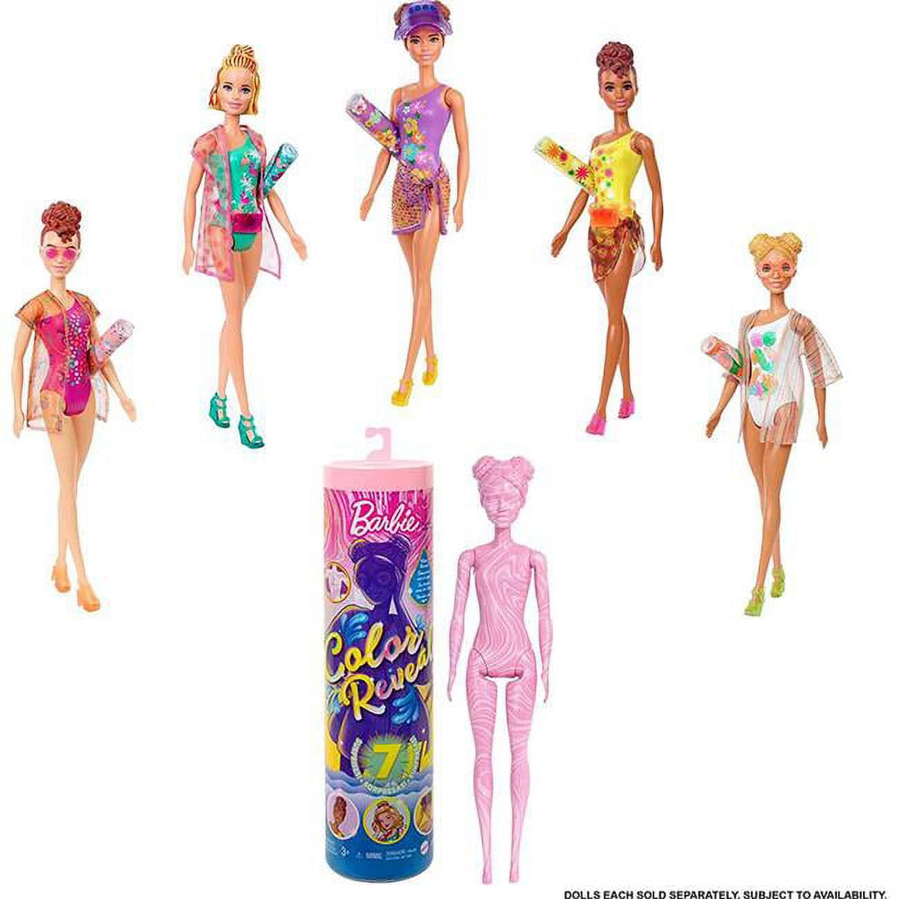 Mattel MTTGTR95 Barbie Color Reveal - Marble Doll, Assorted Color - Set of 6