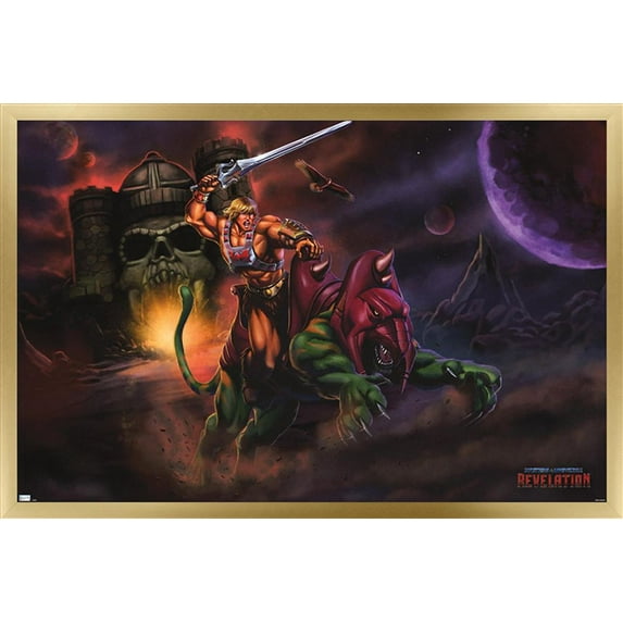 Mattel Masters of the Universe: Revelation - He-Man & Battle Cat Wall Poster, 14.725" x 22.375" Framed