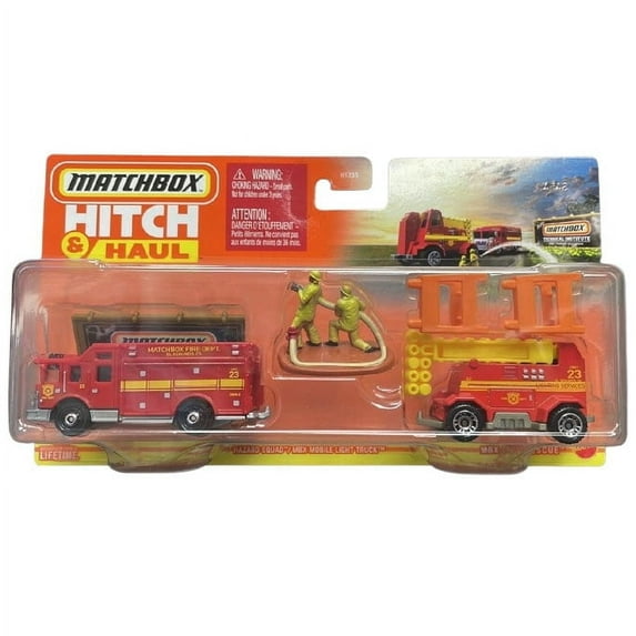 Mattel Matchbox Hitch & Haul Play Vehicles, Metal Fire Rescue (2 Pack)